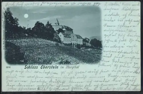 Mondschein-AK Eberstein im Murgthal, Schloss Eberstein