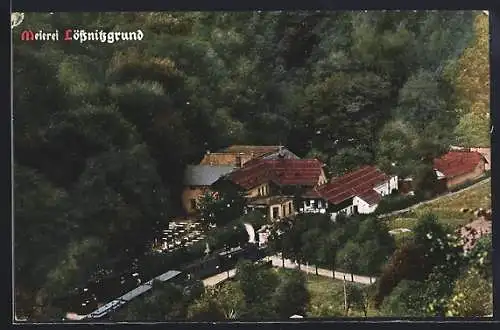 AK Radebeul, Meierei Lössnitzgrund, Fliegeraufnahme