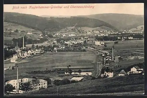 AK Oberneuschönberg, Gesamtansicht mit Kupferhammer u. Grünthal