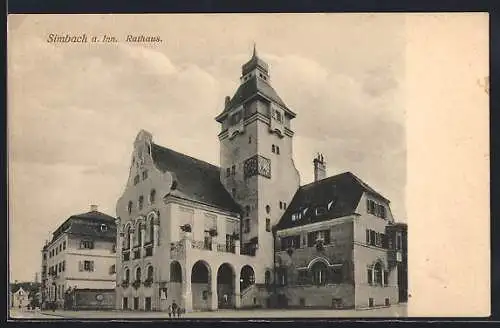 AK Simbach a. Inn, Rathaus mit Strassenpartie