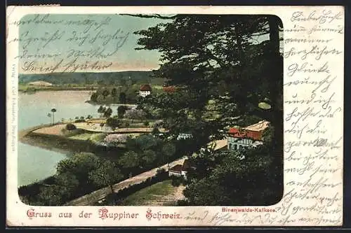 AK Binenwalde-Kalksee, Teilansicht der Ortschaft