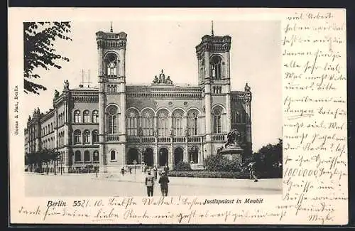 AK Berlin-Moabit, Passanten vor dem Justizpalast