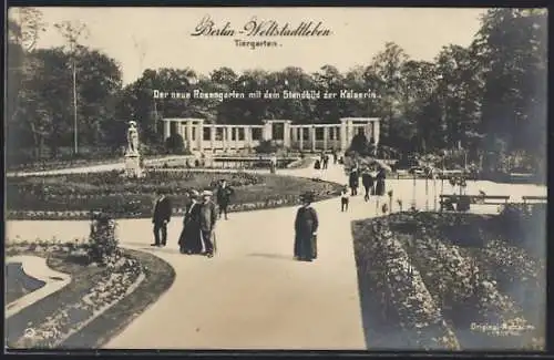 AK Berlin-Tiergarten, Der neue Rosengarten mit dem Standbild der Kaiserin
