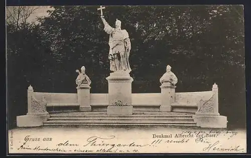 AK Berlin, Denkmal Albrecht der Baer im Tiergarten
