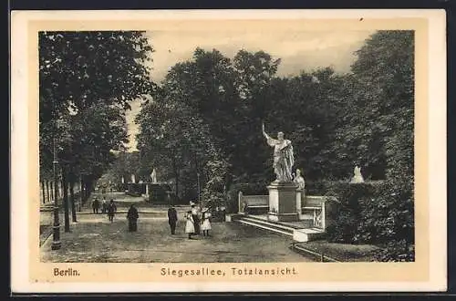 AK Berlin-Tiergarten, Siegesallee, Totalansicht mit Besuchern
