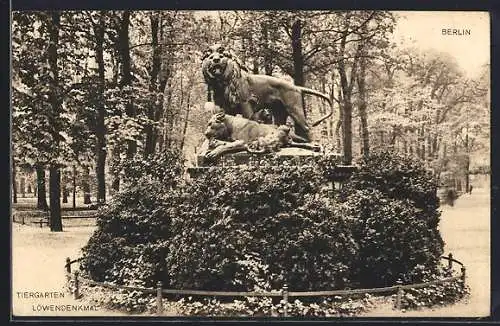 AK Berlin-Tiergarten, Löwendenkmal