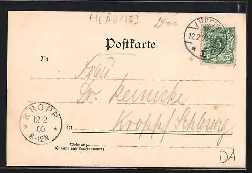 AK Lübeck, Partie am Hafen mit Marienkirche