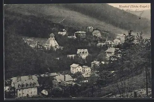 AK Kipsdorf / Sächs. Erzgeb., Totale vom Berg aus gesehen