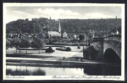 AK Saarbrücken, Staden mit Christ-Königkirche und Winterberg