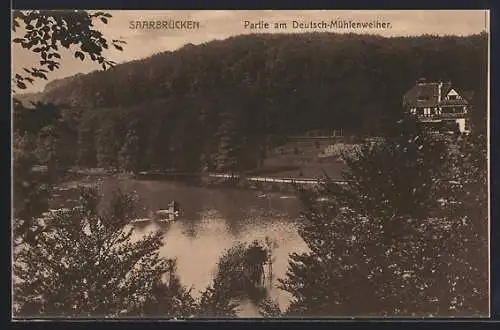 AK Saarbrücken, Partie am Deutsch-Mühlenweiher