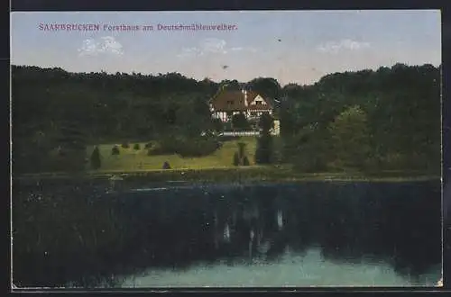 AK Saarbrücken, Forsthaus am Deutschmühlenweiher