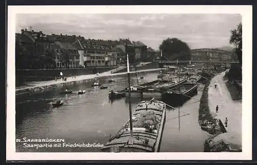 AK Saarbrücken, Saarpartie mit Friedrichsbrücke