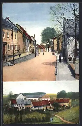 AK Oederan, Hainichener Strasse mit sogenannter Schell lieben