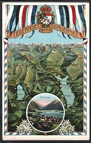 AK Schliersee, Landkarte, Ortsansicht