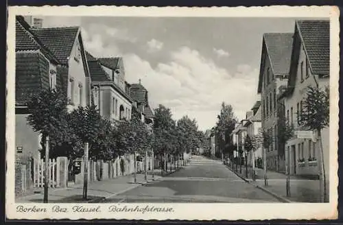 AK Borken /Kassel, Bahnhofstrasse mit Wohnhäusern