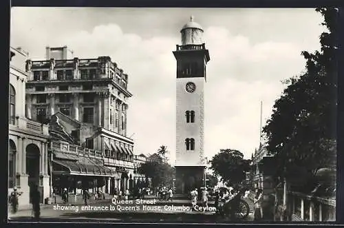 AK Colombo, Queen Street showing Fort Clock Tower, Leuchtturm