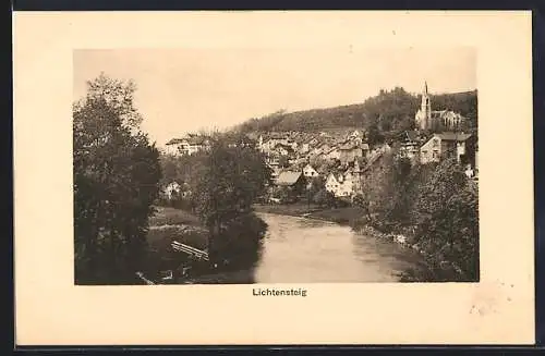AK Lichtensteig, Teilansicht mit Kirche