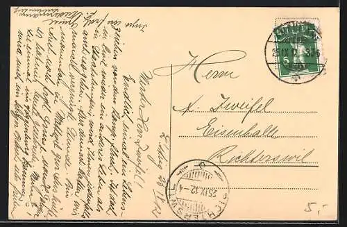 AK Lichtensteig, Teilansicht mit Kirche