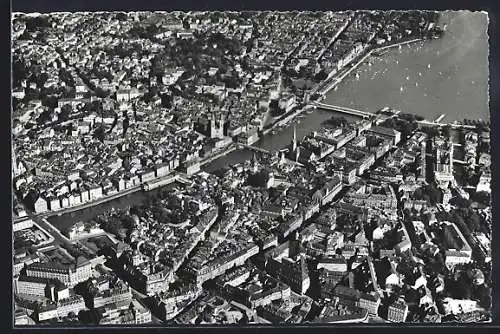 AK Zürich, Teilansicht mit Kirche