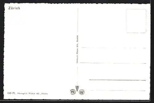 AK Zürich, Teilansicht mit Kirche