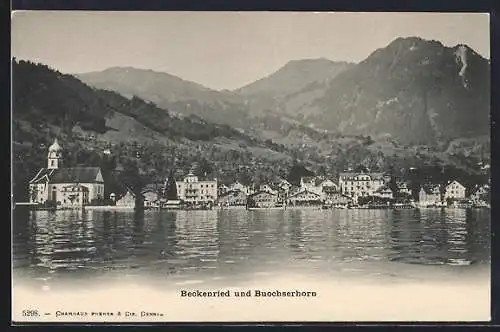 AK Beckenried, Ortsansicht mit Buochserhorn