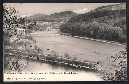 AK Genève, Jonction de l`Arve et du Rhône et le Mont-Blanc