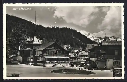 AK Montana, Strassenpartie mit Hotel-Restaurant Rabeau