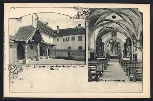 AK Luzern, Kapuzinerkloster auf dem Wesemlin, Kircheninneres mit der Gnadenhilde