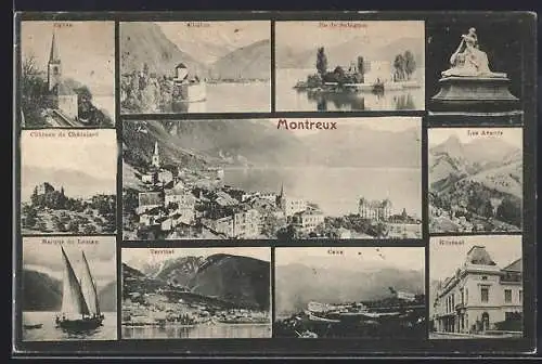 AK Montreux, Eglise, Kursaal, Caux