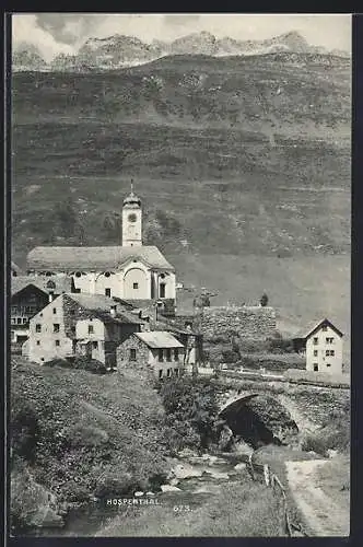 AK Hospenthal, Kirche mit Brücke