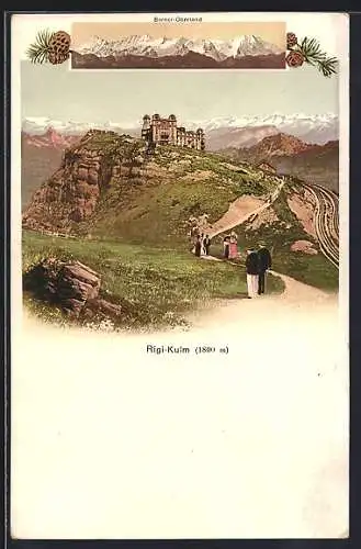 AK Rigi-Kulm, Panorama mit Hotel, Berner-Oberland