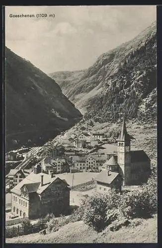 AK Goeschenen, Totalansicht im Tal