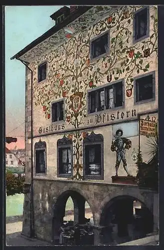AK Luzern, Wandmalerei am Gasthaus zu Pfistern