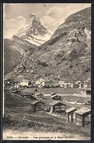AK Zermatt, Vue générale et le Mont-Cervin