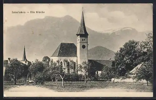 AK Interlaken, Blick auf die Kirche