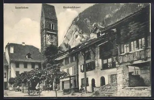 AK Interlaken, Heidenhäuser und Uhrenturm, Ortspartie