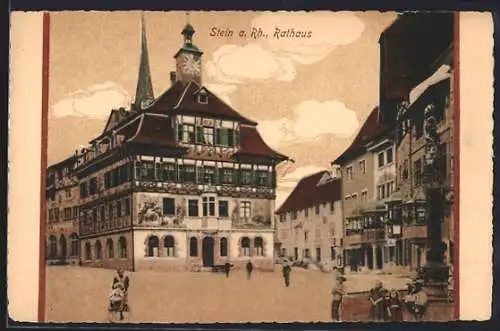 AK Stein a. Rh., Rathaus und Denkmal, Ortspartie