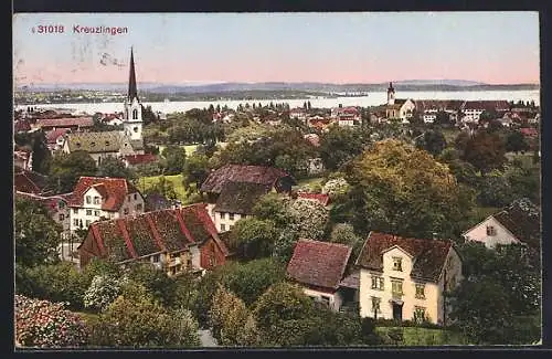 AK Kreuzlingen, Totalansicht mit Fernblick aus der Vogelschau