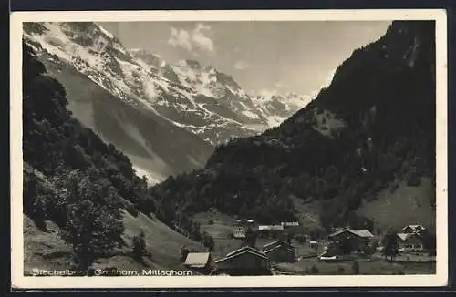 AK Stechelberg, Ortsansicht mit Gross- und Mittaghorn