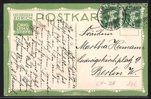 Künstler-AK sign. E. Stiefel: Zürich, Panoramablick auf die Stadt