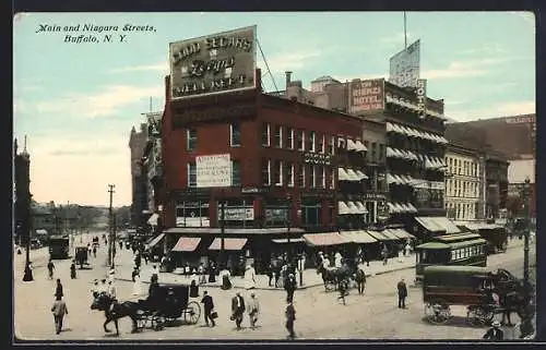 AK Buffalo, NY, Main and Niagara Street, The Rienzi Hotel