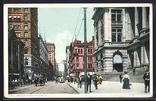 AK Pittsburg, PA, Smithfield Street with buildings