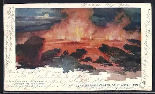 Künstler-AK Kilauea, HI, The Seething Crater of Kilauea