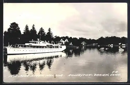 AK Rowayton-Darien, CT, Five Mile River Harbor with large motor yacht