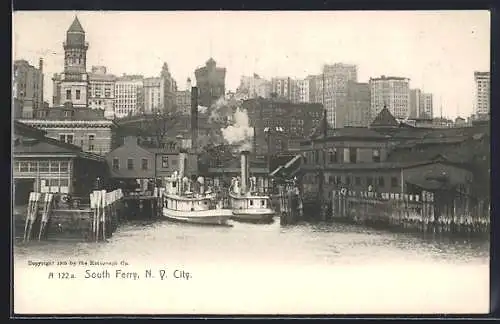AK New York, NY, South Ferry with ferry boats at station