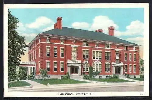 AK Westerly, RI, High School, front view