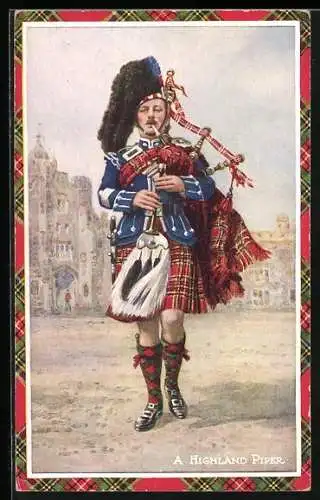 Künstler-AK Highland Piper, Dudelsack-Spieler