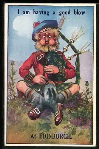 Künstler-AK Dudelsack-Spieler im Kilt