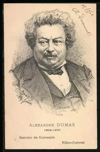 Künstler-AK Schriftsteller Alexandre Dumas