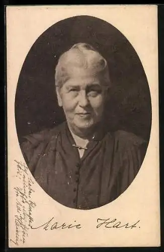 AK Schriftstellerin Marie Hart im schwarzen Kleid